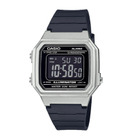 【CASIO 卡西歐】復古機能電子錶 橡膠錶帶 星空銀 自動月曆 生活防水(W-217HM-7B)