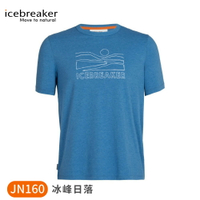 【Icebreaker 男 Central圓領短袖上衣(冰峰日落)JN160《水藍》】IB0A56CG/排汗衣/短T