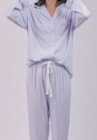 kalma Bamboo Sleepwear Pajama Set For Women Long Sleeve Button Up Shirt With Long Pajama