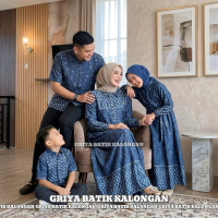 Baju Couple Sarimbit Keluarga Gamis Kemeja Lengan Panjang Ayah Ibu Anak Set Pakaian Couple Kondangan