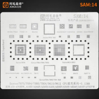 AMAOE Stencil SAM:14 For SAMSUNG A10 - A70 Exynos7870 7904 9610 CPU Reballing Stencil IC SM5713 S2MU005X03 77656-11 S515 S527S