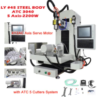 45# Steel CNC Engraving Milling and Cutting Machine 3040 5 Axis Steel Structure XYZAC Axis Servo Motor with ATC 5 Cutters System