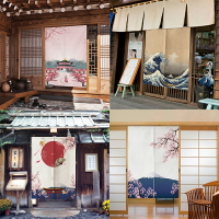 廚房門簾布 門簾布 定制日本浮世繪神奈川日式門簾半簾隔斷簾布藝臥室布簾廚房防油煙【HZ73153】
