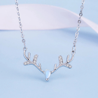 【I.Dear Jewelry】正白K-月光麋鹿-精品月光石麋鹿造型項鍊頸鍊(月光麋鹿)