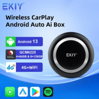 EKIY Android 13 Wireless Android Auto Ai Box Wireless Apple CarPlay Adapter For Toyota Fiat Audi Porshe Benz Kia Ford VW Volvo