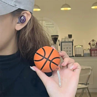 For Samsung Galaxy Buds FE/Buds 2 pro/Buds Live/Buds pro/Buds 2,Cute Creative Basketball Design Silicone Earphone Case with Hook