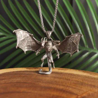 Gothic Devil Sheep Head Dragon Head Lion Head Bat Wings Pendant Necklace Men's Punk Trend Cool Jewelry