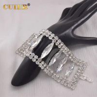 CuiEr 5.8cm Width Big Crystal Gemstones SS28 Bracelet Jewelry for women Men's Bangle Shiny Rhinestones Wedding Accessories