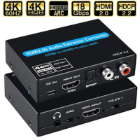 4K 60Hz HDMI 2.0 audio extractor Support 5.1Ch HDMI2.0b HDMI to HDMI Audio ARC Switch with audio toslink stereo For Apple TV PS4