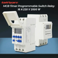 Taffware Timer Digital Programmable Switch Relay 28 Program 220V/25A THC30A Putih dengan LCD