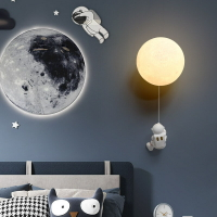 兒童房月球燈星球宇航員壁燈臥室客廳太空人床頭燈設計師燈具批發「限時特惠」