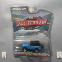 Greenlight All-Terrain 1975 Ford Bronco Biru Mobil Mainan Diecast Skala 1:64