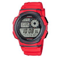 CASIO 世界之城電子數位膠帶錶(AE-1000W-4A)-紅色/43.7mm