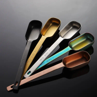 Ean 304 Stainless Steel Square Spoon Head Measuring Spoon 1 Teaspoon 15ml Titanium Coated Multi-colo
