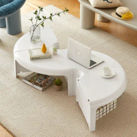 Combined Splicing Plastic Side Table, Nordic Round Coffee Tables, Creative Dining Tables, Bedroom Mobile Storage Rack Furniture