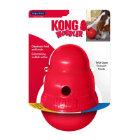 KONG Wobbler ของเล่น ยางกลมซ่อนขนม มีรูเล็กๆ เมื่อสุนัขกลิ้งเล่นหรือกัด จะมีขนมไหลออกมา ฝึกทักษะได้ด