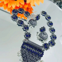 Oxidised Tribal Pendant Necklace Set