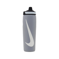 【NIKE 耐吉】水壺 Refuel Water Bottle 24 oz 灰 白 可擠壓 單車 運動水壺(N100766608-624)