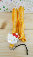 【震撼精品百貨】Hello Kitty 凱蒂貓 造型手機掛繩-KITTY大頭造型-黃色繩子 震撼日式精品百貨