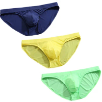 3 Pcs Pouchsexy U convex Pouch Underwear Men Hombre Ropa Interior Mens Print Bulge Pouch Brief Sexy Panties plus size ice silk