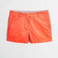 美國百分百【全新真品 】J.Crew 短褲 褲子 JC 休閒 Chino 經典 百慕達 4" 純棉 螢光橘 0 2 4號 F143