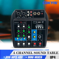 Sound Mixer 4 Channel Sound Card for Pc Mixing Desk Mixing Console With Bluetooth USB audio mixer console Professional