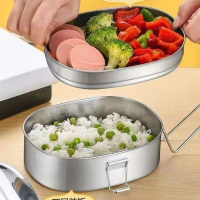 304 stainless steel lunch box, double-layer, with handle, student lunch box, tableware, kitchen supp