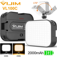 VIJIM Ulanzi VL100C LED Video Light 3200K-6500K 170° Adjustable Ballhead Cold Shoe Vlog Fill 2000mAh Battery Camera Light Lamp