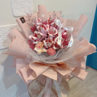 【喜滋滋花藝】送妳有錢花/網紅玫瑰鈔票花束-10朵鈔票玫瑰_純製作費/真鈔另外轉帳(生日 情人節 母親節)
