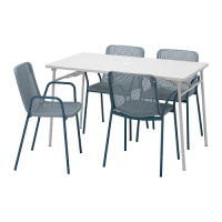 TORPARÖ 戶外餐桌椅組, 白色/淺藍灰色, 130 公分