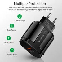 Quick Charge 3.0 18W 3A Phones Charger For Xiaomi Iphone Wall Mobile Phone Adapter For Samsung USB Charging Power Adapter DC 5V