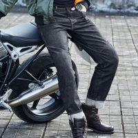 Black Breathable Men Biker Pants Wear-resistant Motorcycle Pants Anti-fall Motorcycle Equipment Knee Protection Motocross Pants