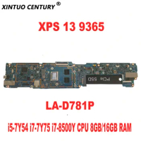 BAZ80 CAZ80 LA-D781P for Dell XPS 13 9365 Laptop Motherboard with i5-7Y54 i7-7Y75 i7-8500Y CPU 8GB/16GB RAM DDR3 100% Tested