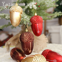 圣誕裝飾品金色紅色咖色松子異形球盒裝球圣誕樹裝飾配件節日裝飾