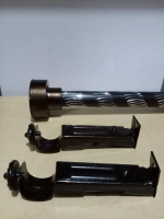 Batang Besi Gordeng/Rollet/ Gordyn/Hordeng/Ordeng Full Set Coklat Tua Ulir Minimalis Kecil Batang Go