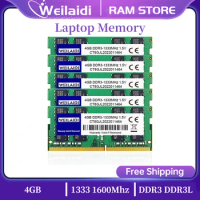 50Pcs DDR3 4GB Memory Ram 1333MHz DDR3L PC3-10600S PC3-12800 1600MHZ 12800S Laptop Notebook 204 Pin 1.35V 1.5V SODIMM RAM