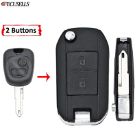 Ecusells 2 Button Flip Remote Car Key Shell Case for Peugeot 206 205 405 106 107 207 307 407 For Citroen C2 C3 C4 Xsara Picasso
