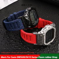 For Casio G-SHOCK GM-5600 DW5600 DW5610 GA2100 GA110 Quick release fluoro rubber watch strap Silicone steel adapter wrist band