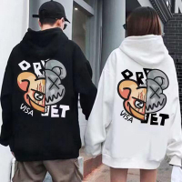 【歡樂購】【M-5XL】暴力熊情侶連帽衛 大學T 可愛帽T 情侶裝 帽T 連帽衛 大尺碼 帽T 長袖上 連帽 印花T 長