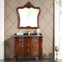 Wooden Bathroom Cabinet Combination Floor Type Hand Washing Washbasin Cabinet Mirror Cabinet Bathroom Table