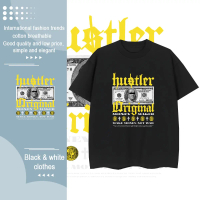 [COD] เสื้อยืดลายธนบัตร hustler Original สีดำ ทรงโอเวอร์ไซส์ หลวมสบาย 180g มิลค์ซิลค์ เหมาะสำหรับผู้