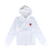 【Comme Des Garcons CDG】Comme Des Garcons Play愛心刺繡LOGO連帽外套(白x紅/女款)