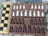 仿古國際象棋大號棋子皮革棋盤清兵棋子人物造型親子禮品