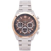 SEIKO 日本國內販售款 三眼計時手錶(SBTR026)-灰色面X玫瑰金色框/40mm