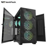 【darkFlash】大飛DLX21 Mesh E-ATX電腦機殼-黑色(內附14公分ARGB風扇*4)
