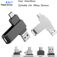 USB Flash Drive TYPE C OTG 4 IN 1 32GB 64GB 128GB 256GB USB 3.1 Memory Stick Rotating Metal Pen Drive High Speed Pendrives