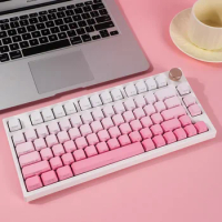 134 Keys Pink Gradient Keycaps PBT Double Shot OEM Side Print Backlight Shine Through Mechanical Keyboard GK61 Anne Pro 2 Girl