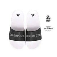 Aerostreet 39-44 Prime Putih Hitam - Sandal Sendal Selop Slip On Casual Pria Wanita Aero Street BABA