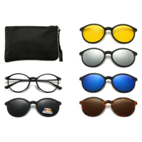 Polarized Clip On Sunglasses Men Photochromic Car Driver Goggles Night Vision Glasses Anti Glare Vintage Round Glasses Oculos