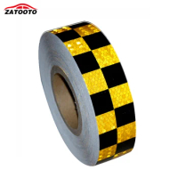 ZATOOTO 2"*164' yellow/black Grid Reflective Safety Warning Conspicuity Tape Film Sticker self adhesive truck Warning Sticker